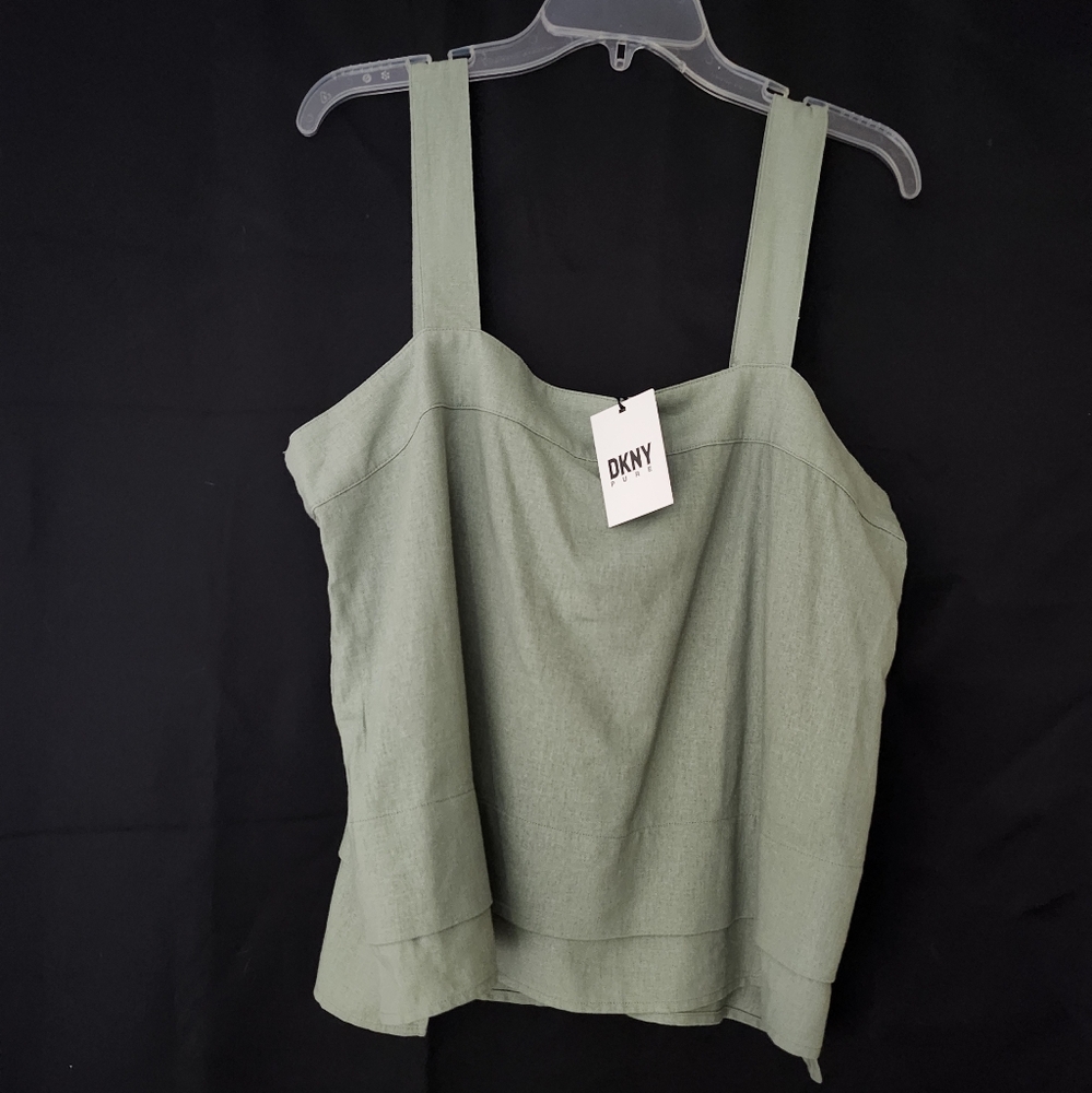 NWT DKNY PURE, Aloe Vera linen top, size Large